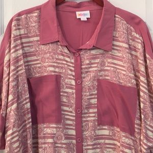 Mauve & Cream Button Front Crop Top Sz L (14-16) NWT